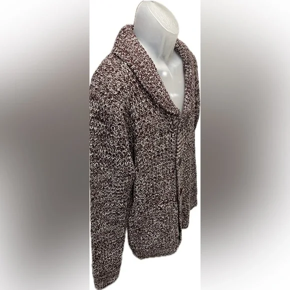 True Rock NWT Large Knit Cardigan Sweater Dark Red Burgundy White Button Down - Picture 4 of 7